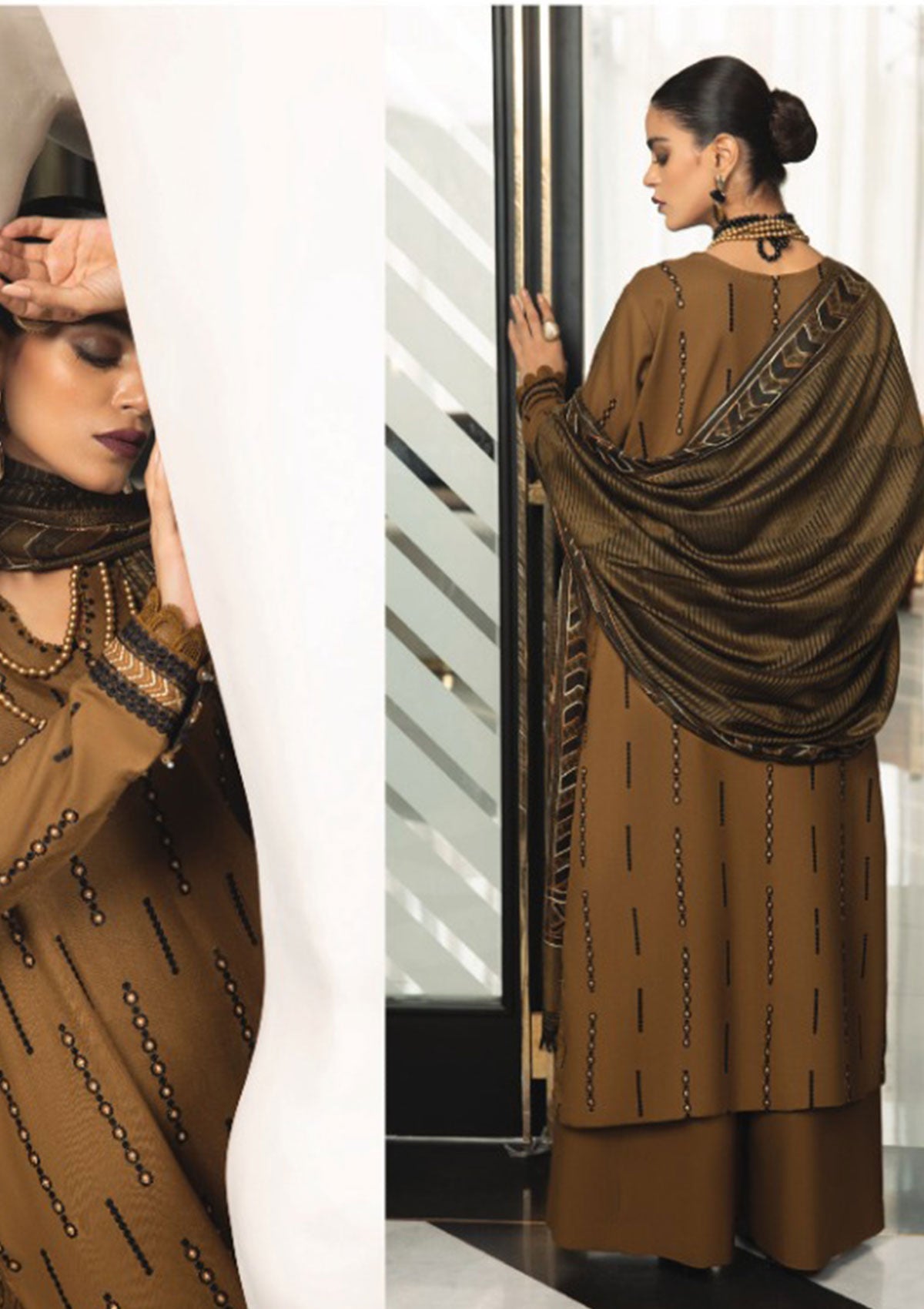 Zimal Hand Embroidered Jacquard Shawl HZ 06