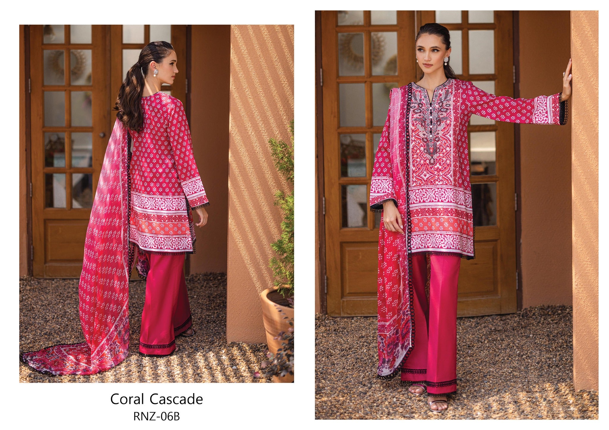 Mushq Azalea Lawn Collection Coral Cascade RNZ-06B