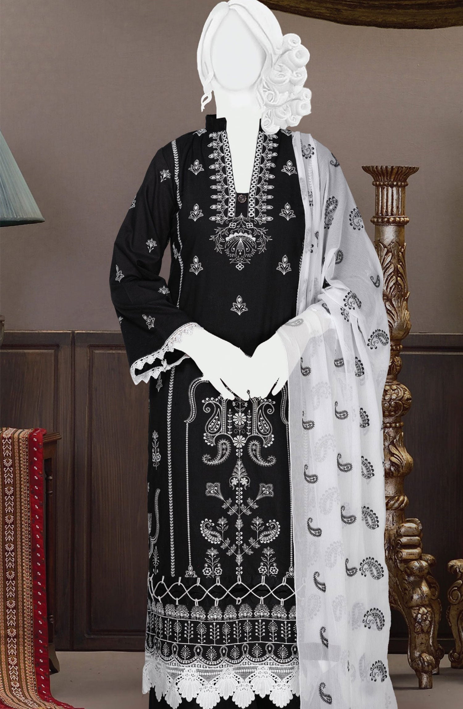 Chilman Embroidered Slub Lawn Collection'24 D 03