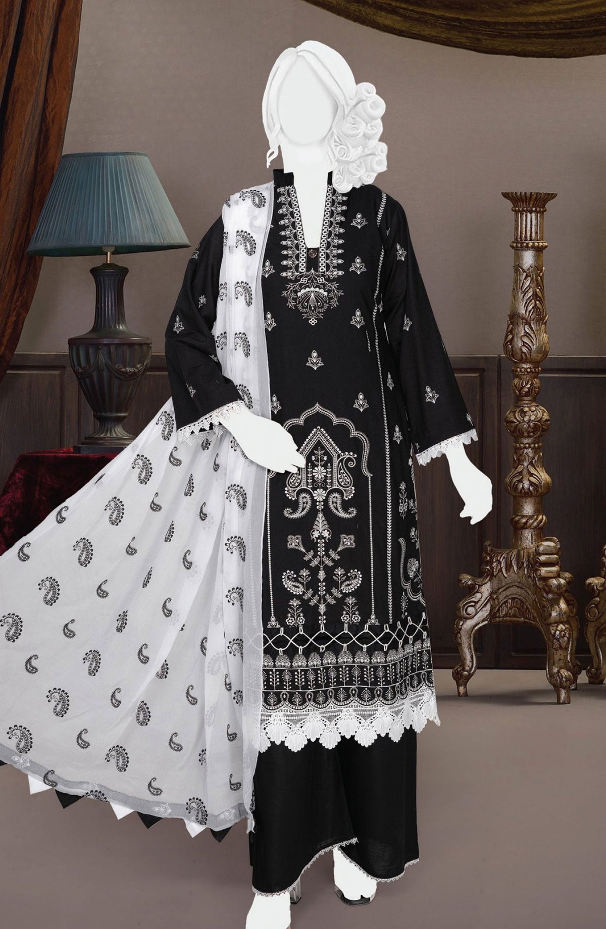 Chilman Embroidered Slub Lawn Collection'24 D 03