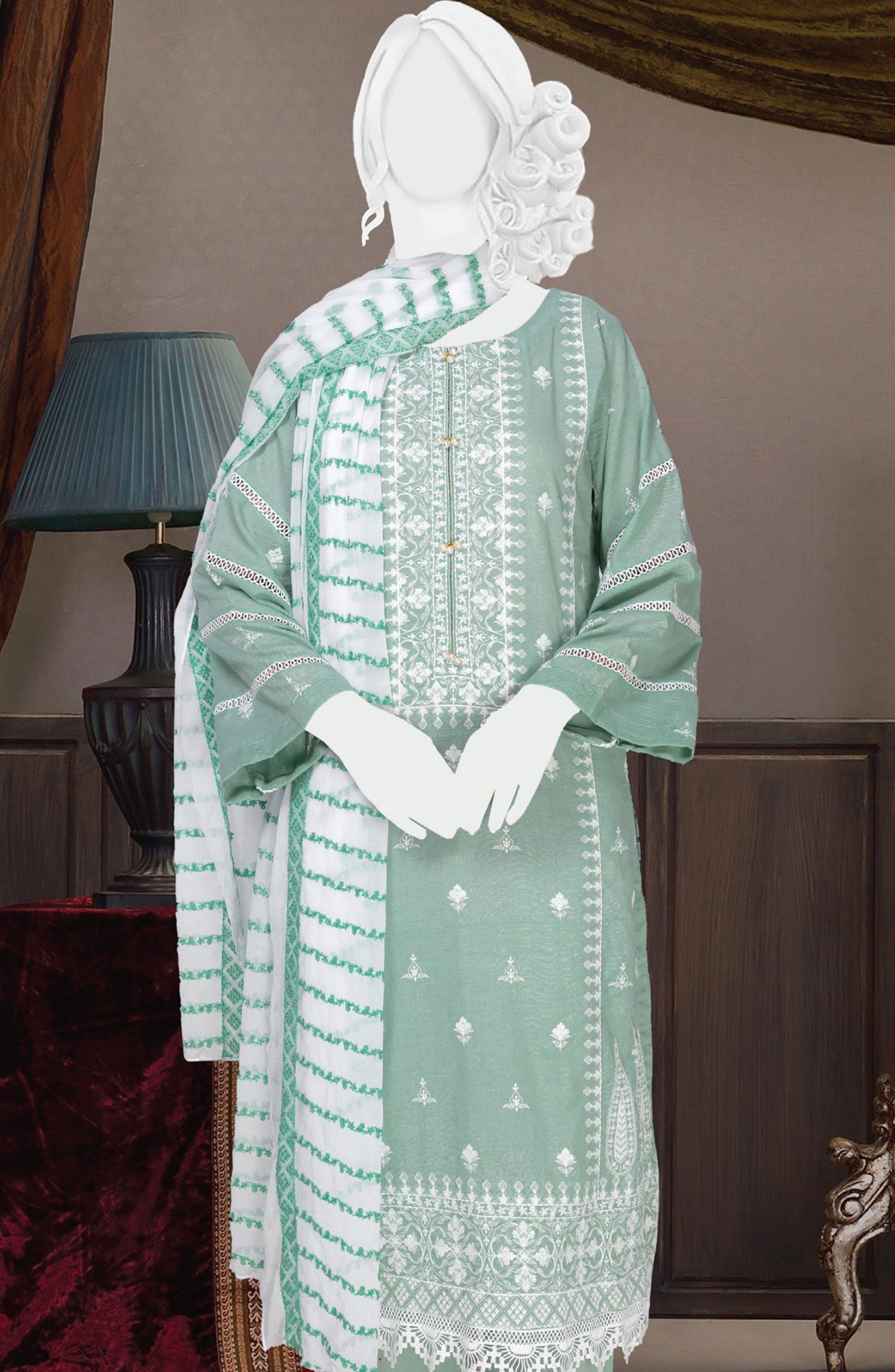 Chilman Embroidered Slub Lawn Collection'24 D 02